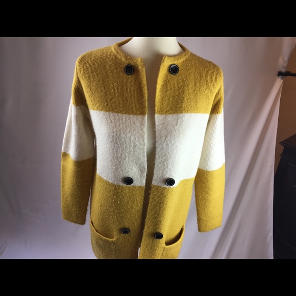 La Fee Verte cardigan. Yellow and white stripe. XS - Picture 2 of 8